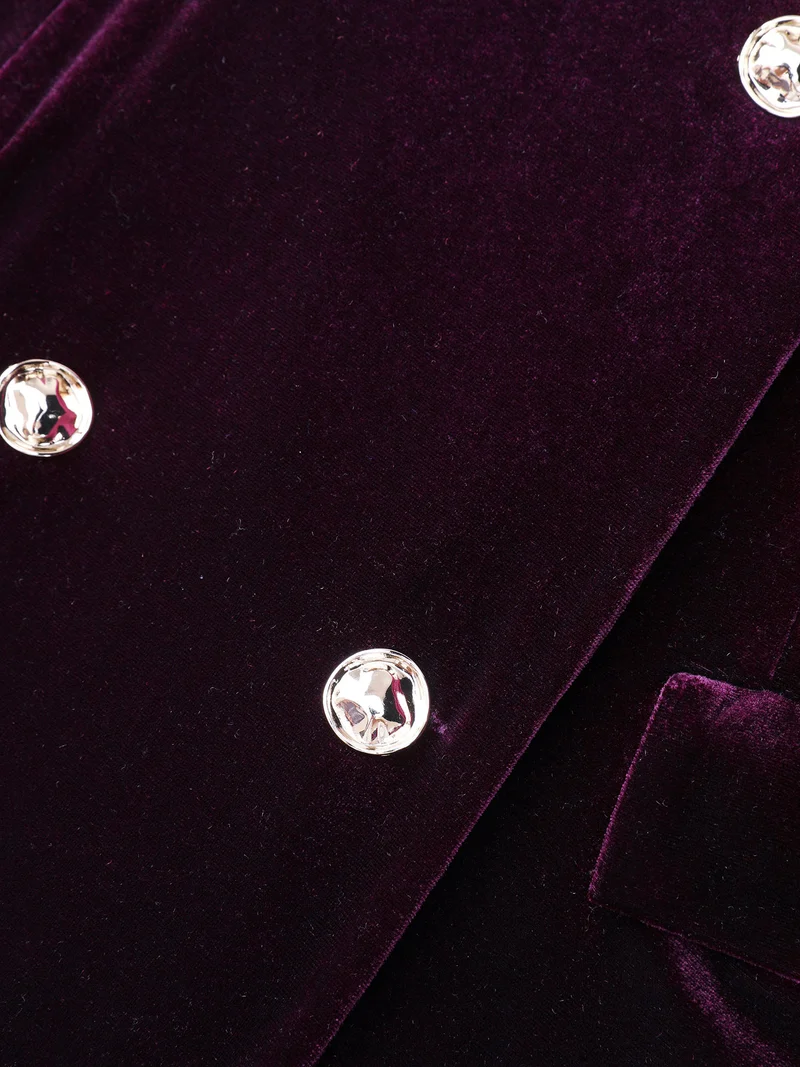 Velvet Stretchy Button Blazer Midi Dress