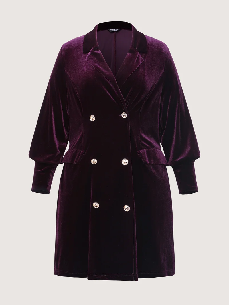 Velvet Stretchy Button Blazer Midi Dress