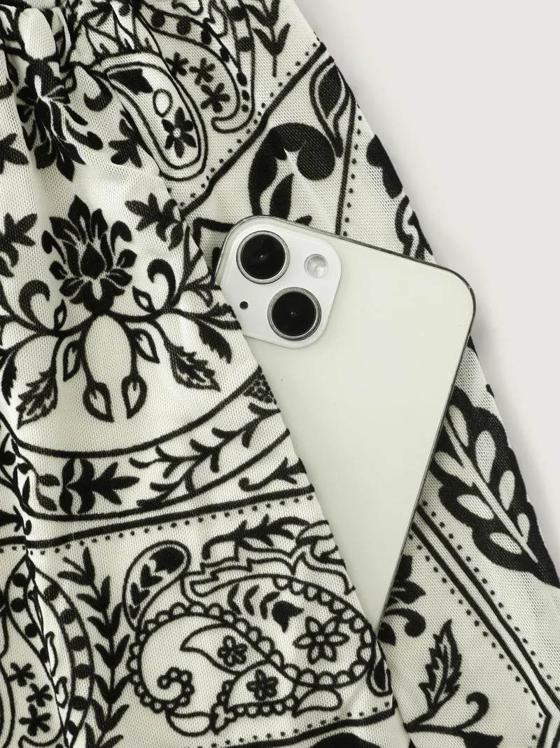 Floral Flocked Print Cami Midi Dress
