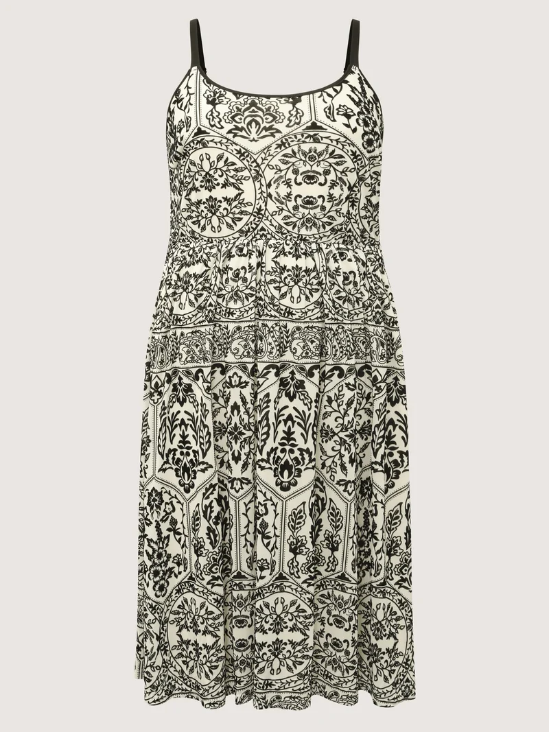 Floral Flocked Print Cami Midi Dress