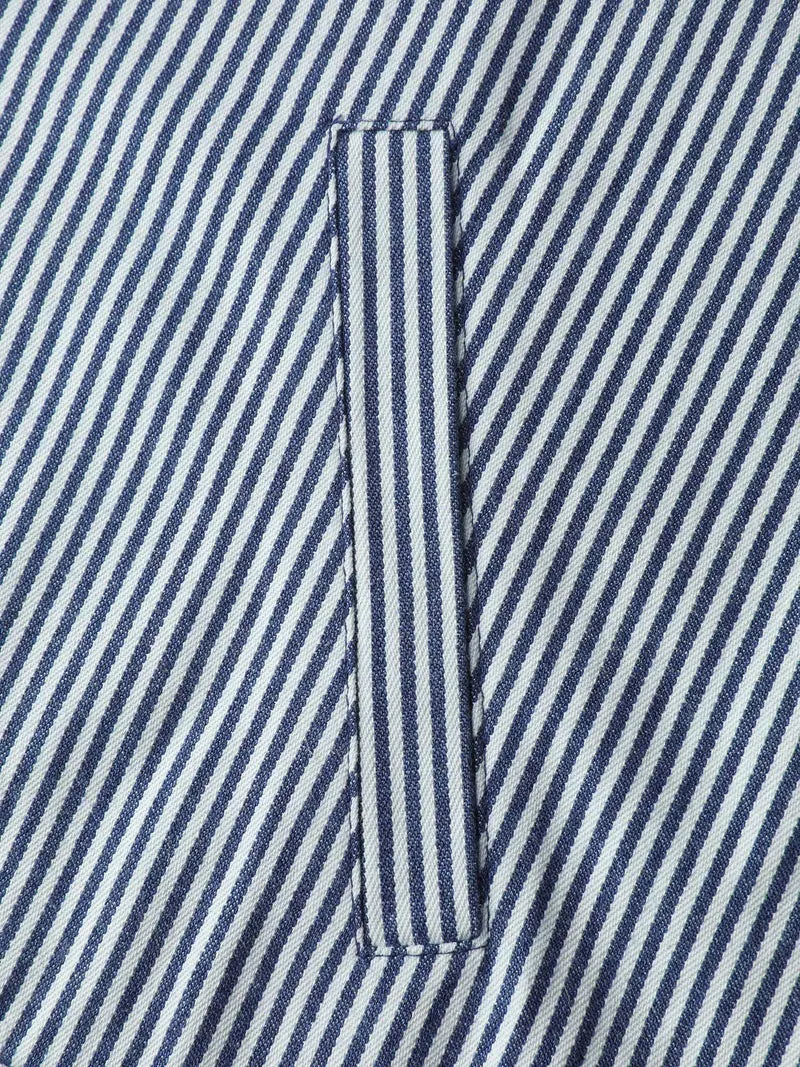 Denim Stripe Zipper-Front Jacket