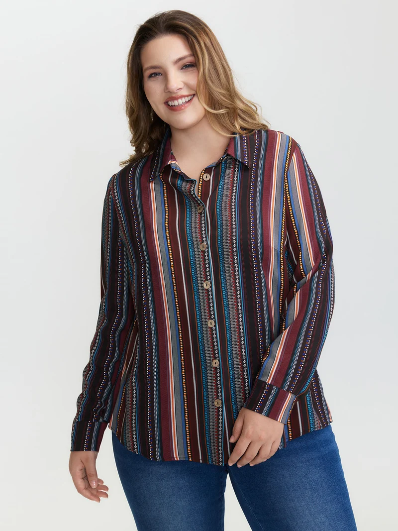 Colorful Stripe Button-Down Shirt