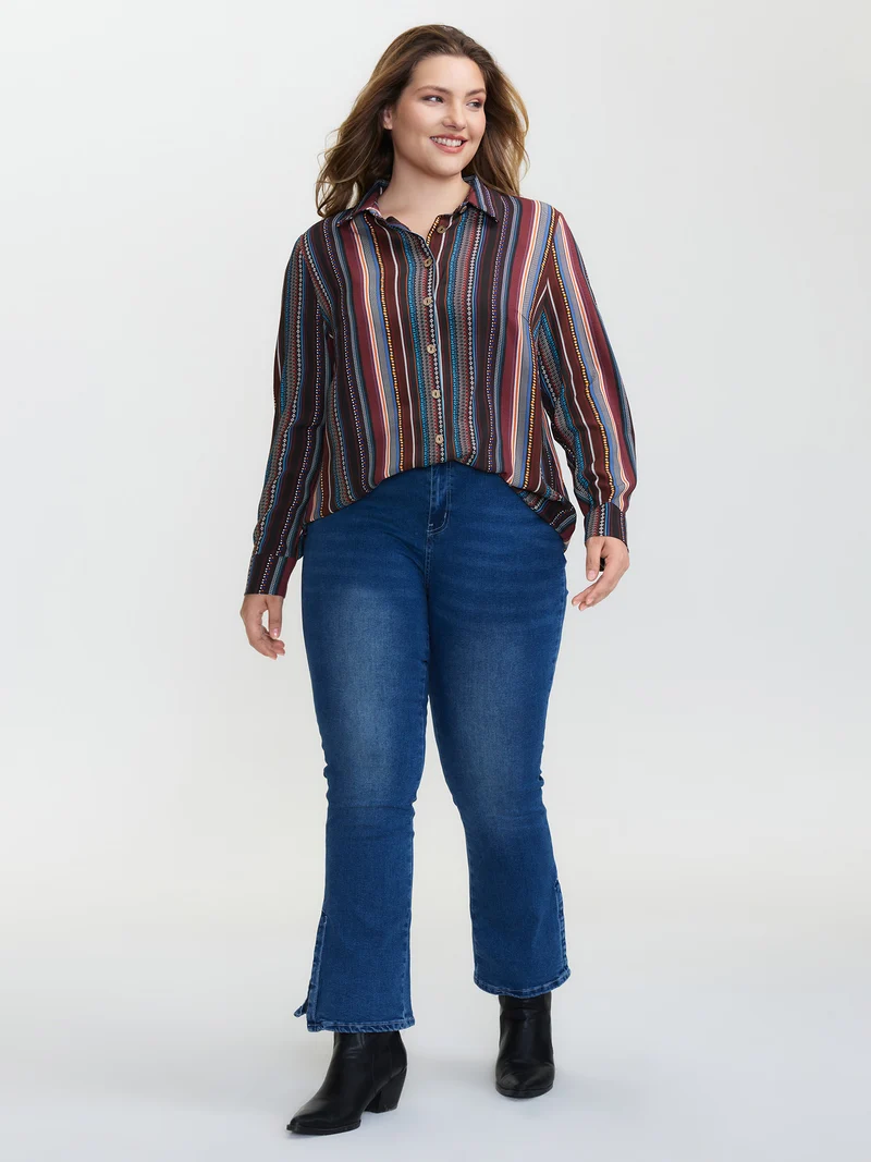 Colorful Stripe Button-Down Shirt