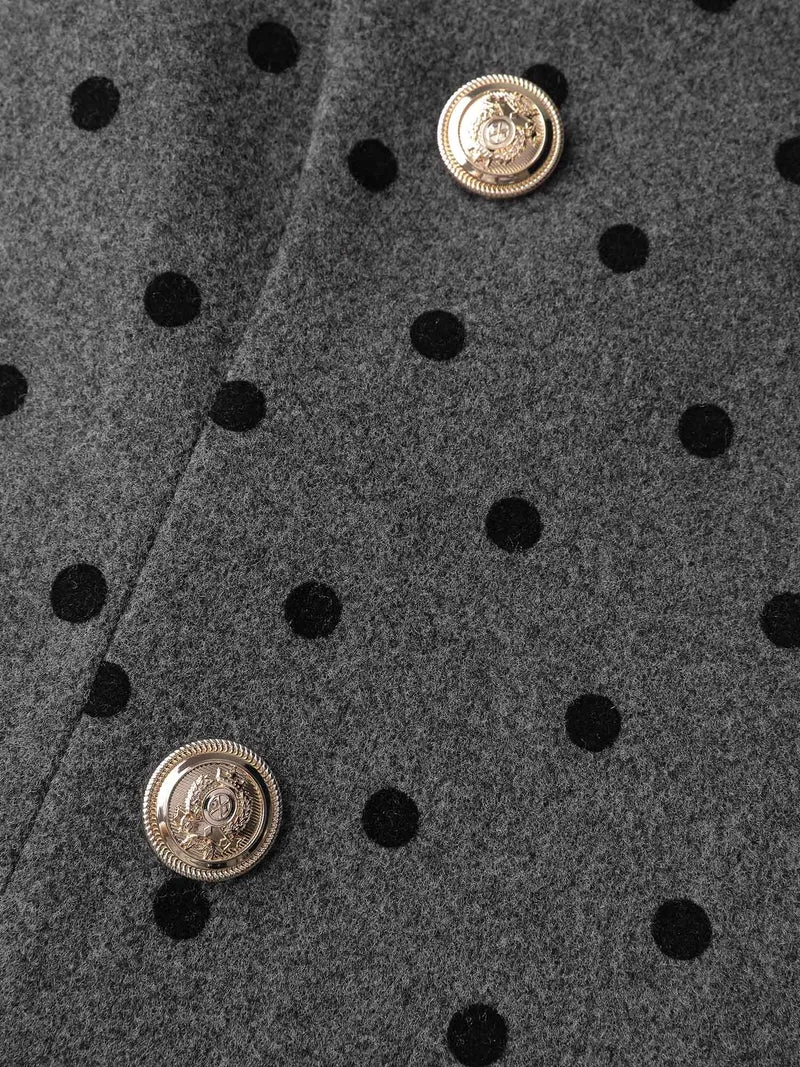 Polka-Dot Pockets Button Mini Dress