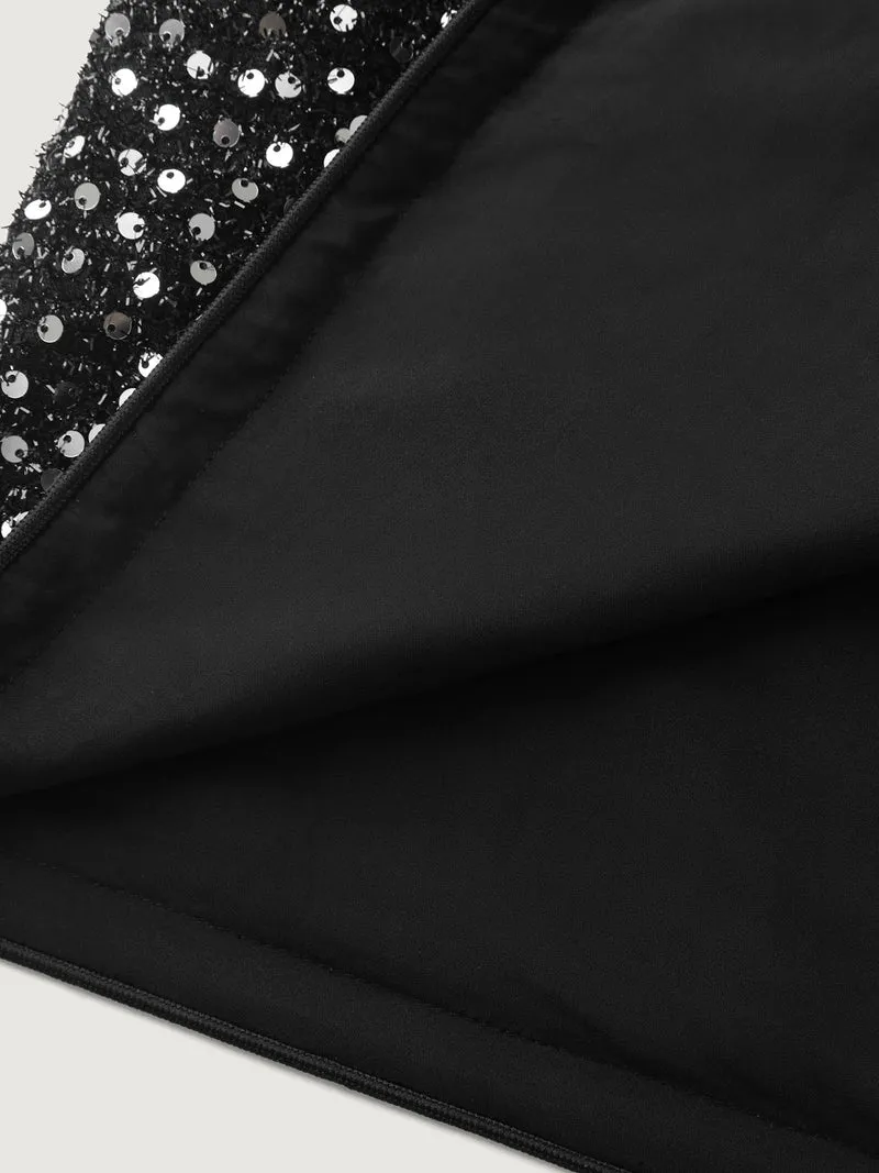 Sequin Bowtie Cropped Coat