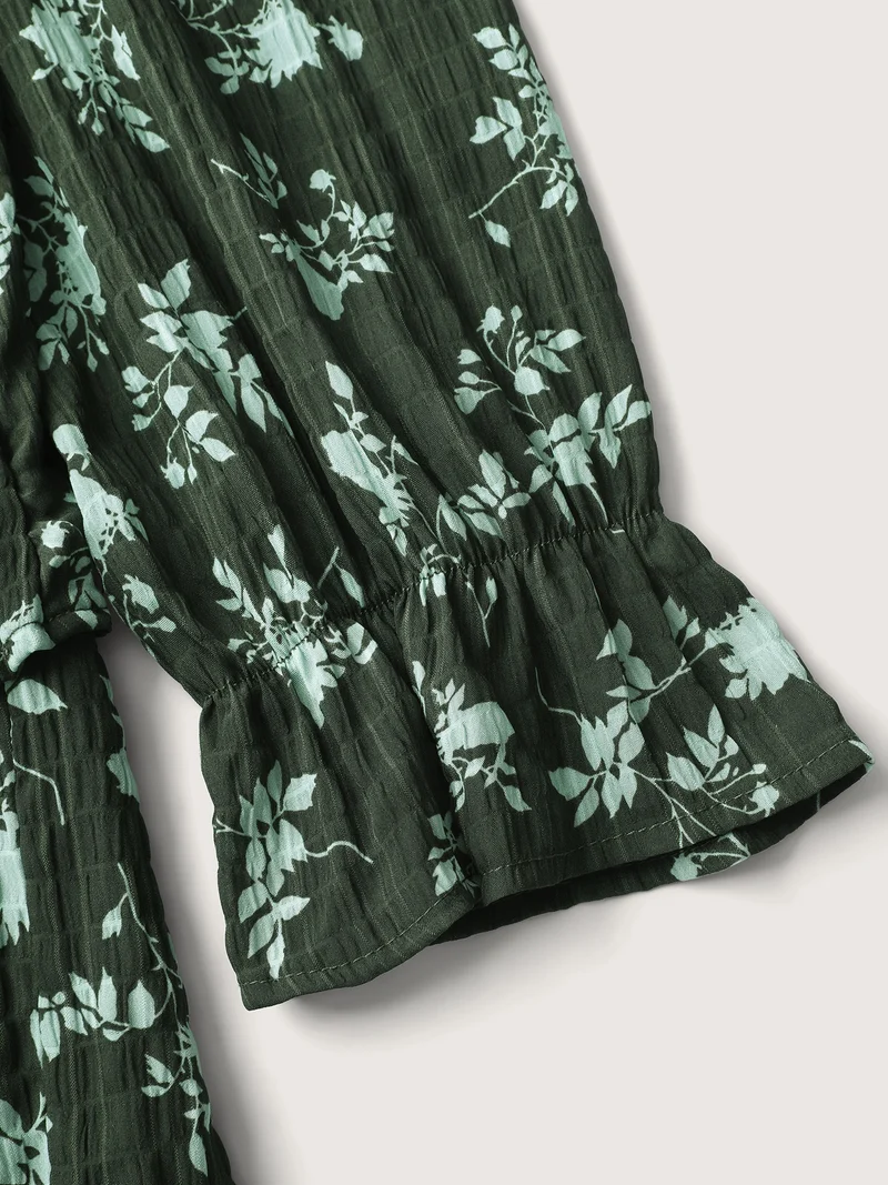 Silhouette Flower Tiered Belted Maxi Dress