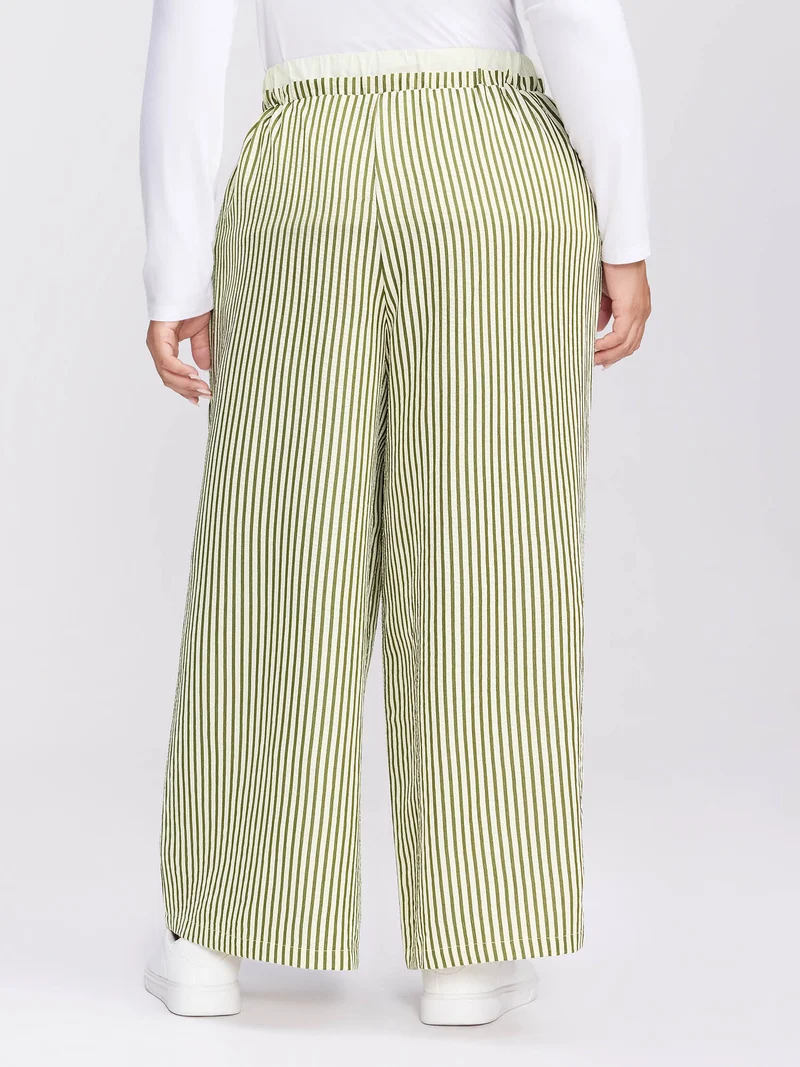 Stripes Layered Contrast Drawstring Pants