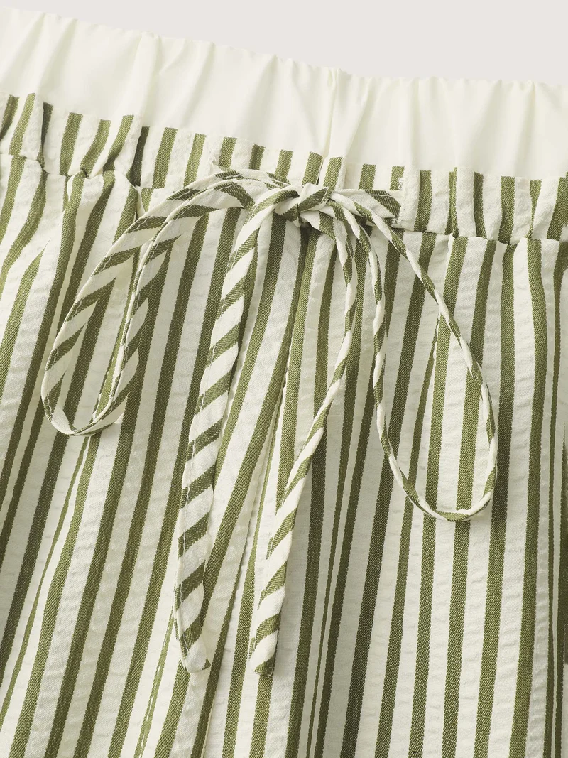 Stripes Layered Contrast Drawstring Pants