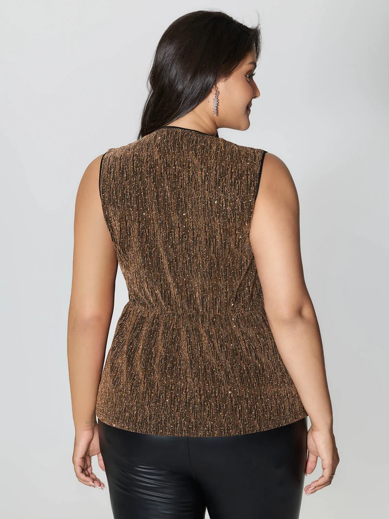 Rhinestone Stretchy Waist Drape Tank Top