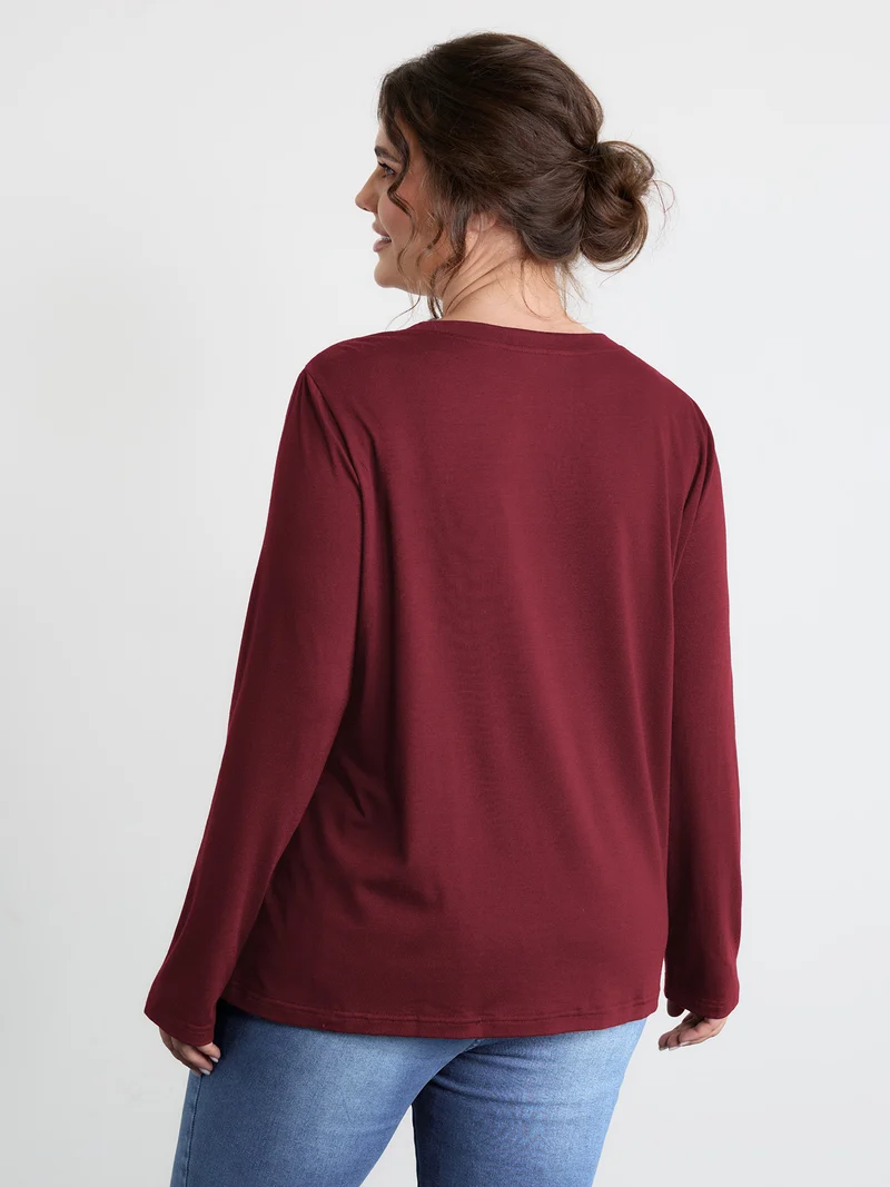 Sequin Cord Embroidered Tree Round Neck T-Shirt