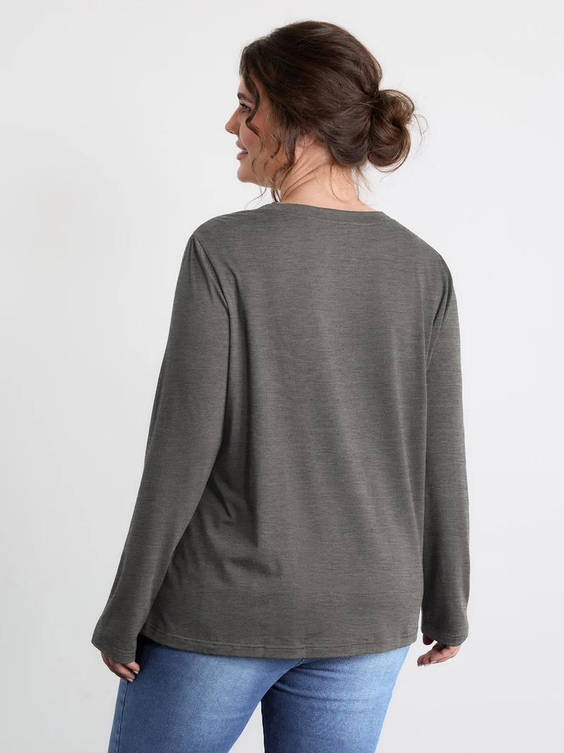 Sequin Cord Embroidered Tree Round Neck T-Shirt
