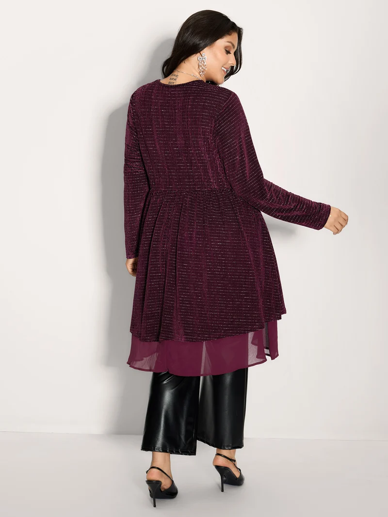 Textured Velvet Spliced Front-Tie Jacket