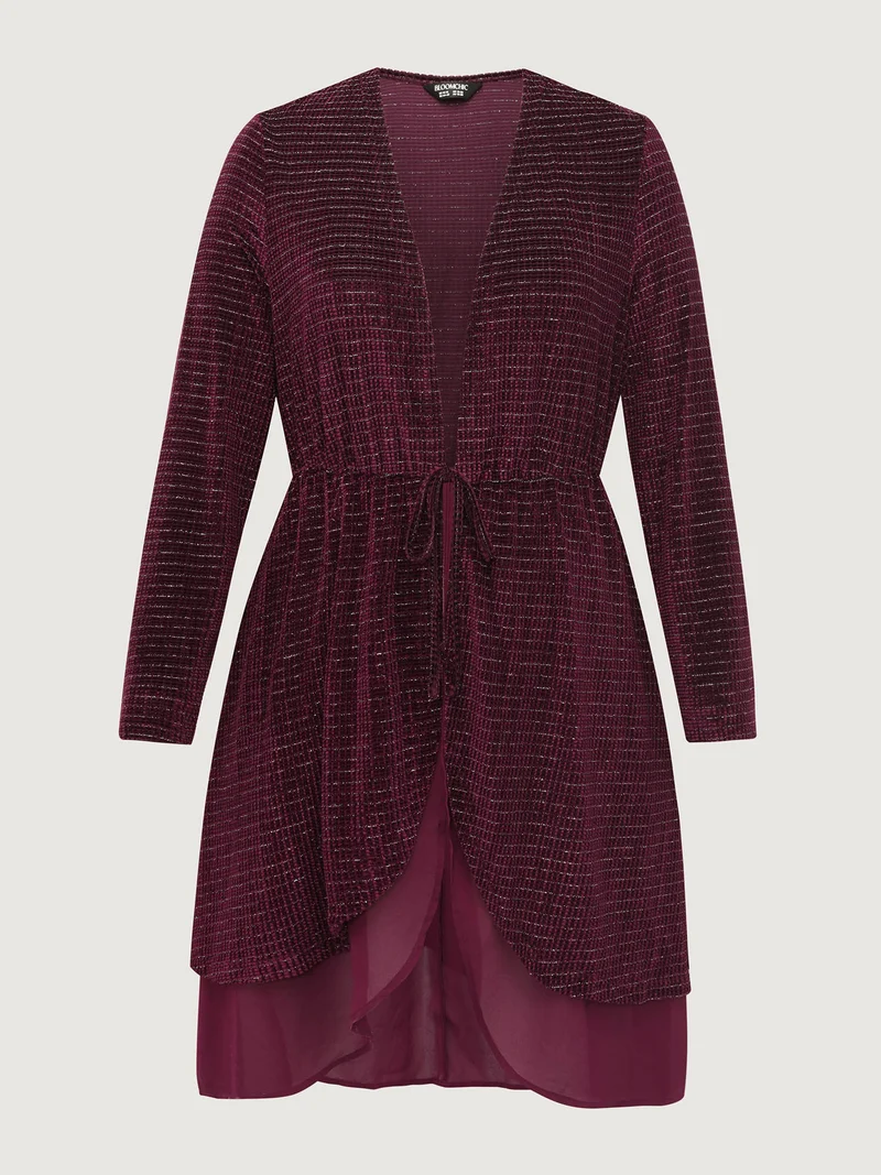 Textured Velvet Spliced Front-Tie Jacket
