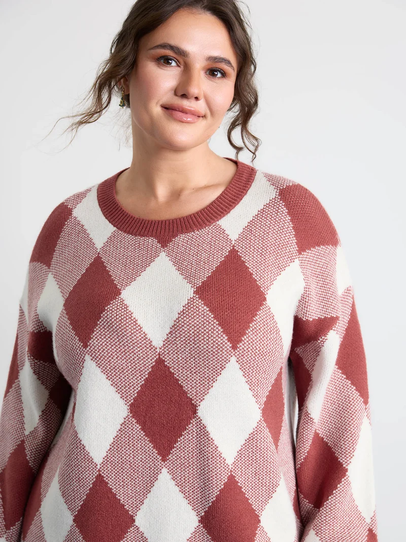 Supersoft Checkered Color Contrast Pullover