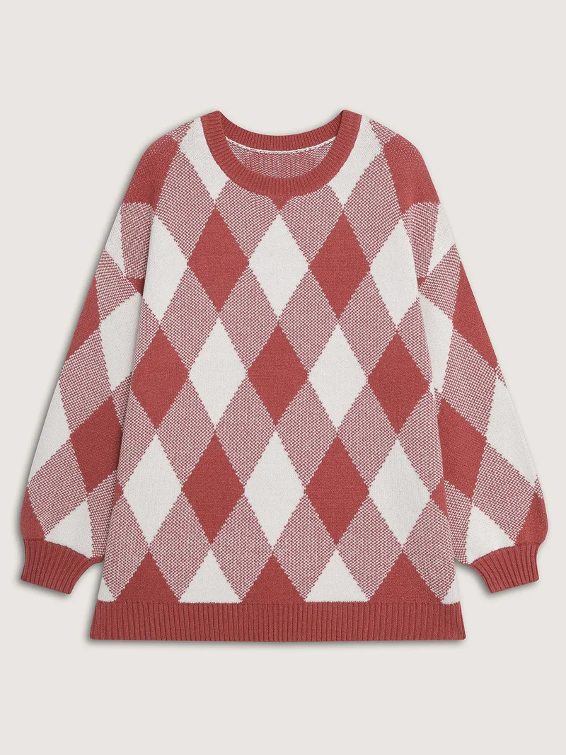 Supersoft Checkered Color Contrast Pullover