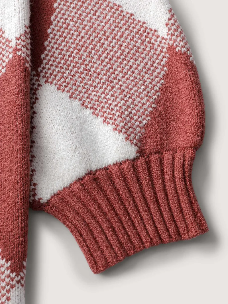 Supersoft Checkered Color Contrast Pullover