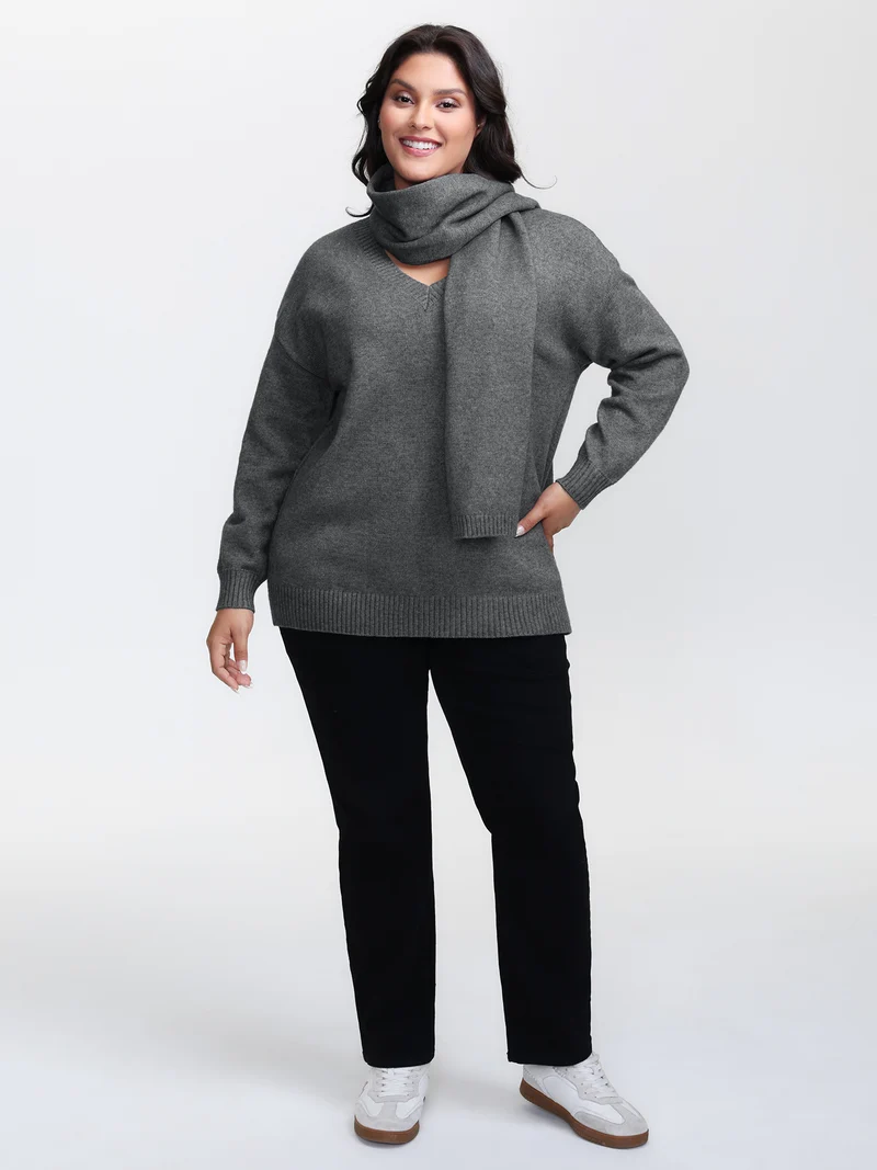 Supersoft Two-Piece Scarf Cozy Pullover