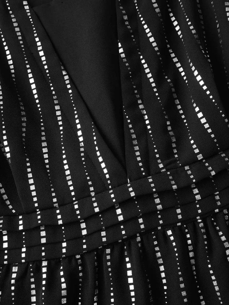 Shimmery Sequin Cinched-Waist Blouse