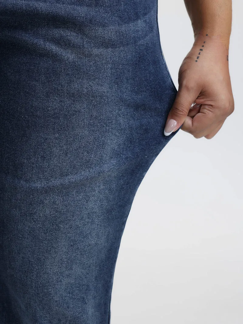 Stretchy Vintage Wash Roll Hem Jeans