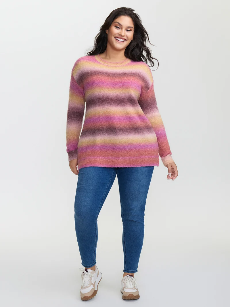 Color Gradient Heather Drop Shoulder Pullover