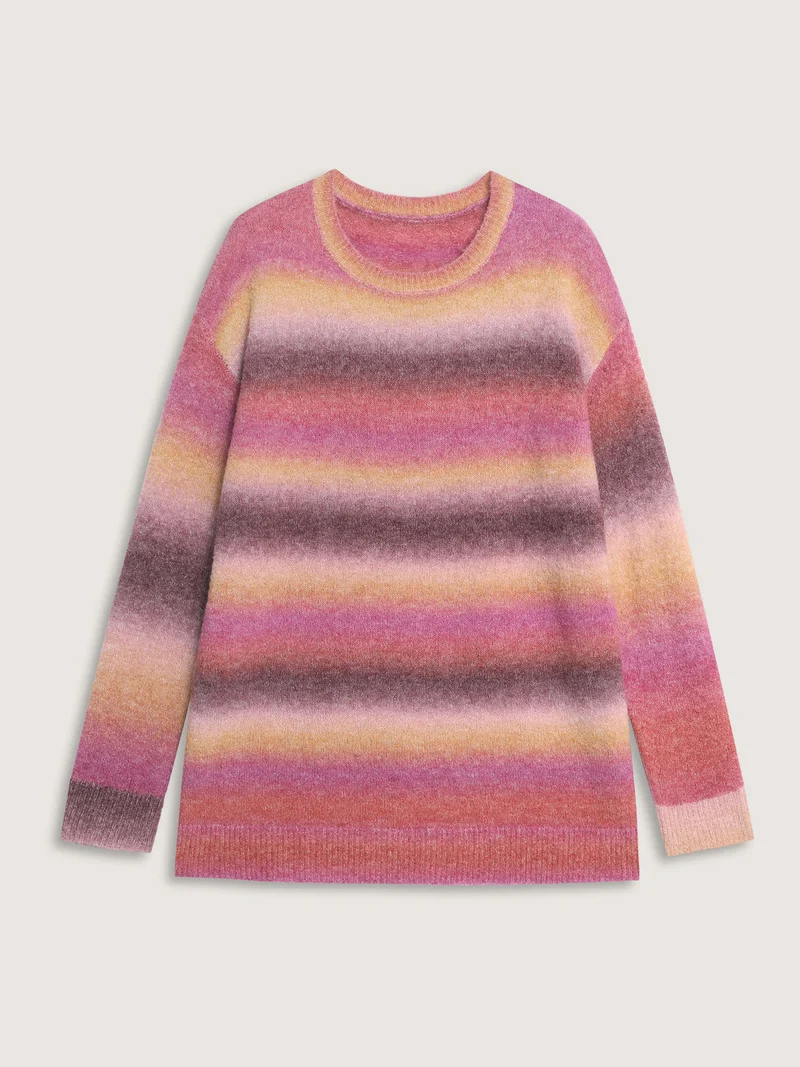 Color Gradient Heather Drop Shoulder Pullover