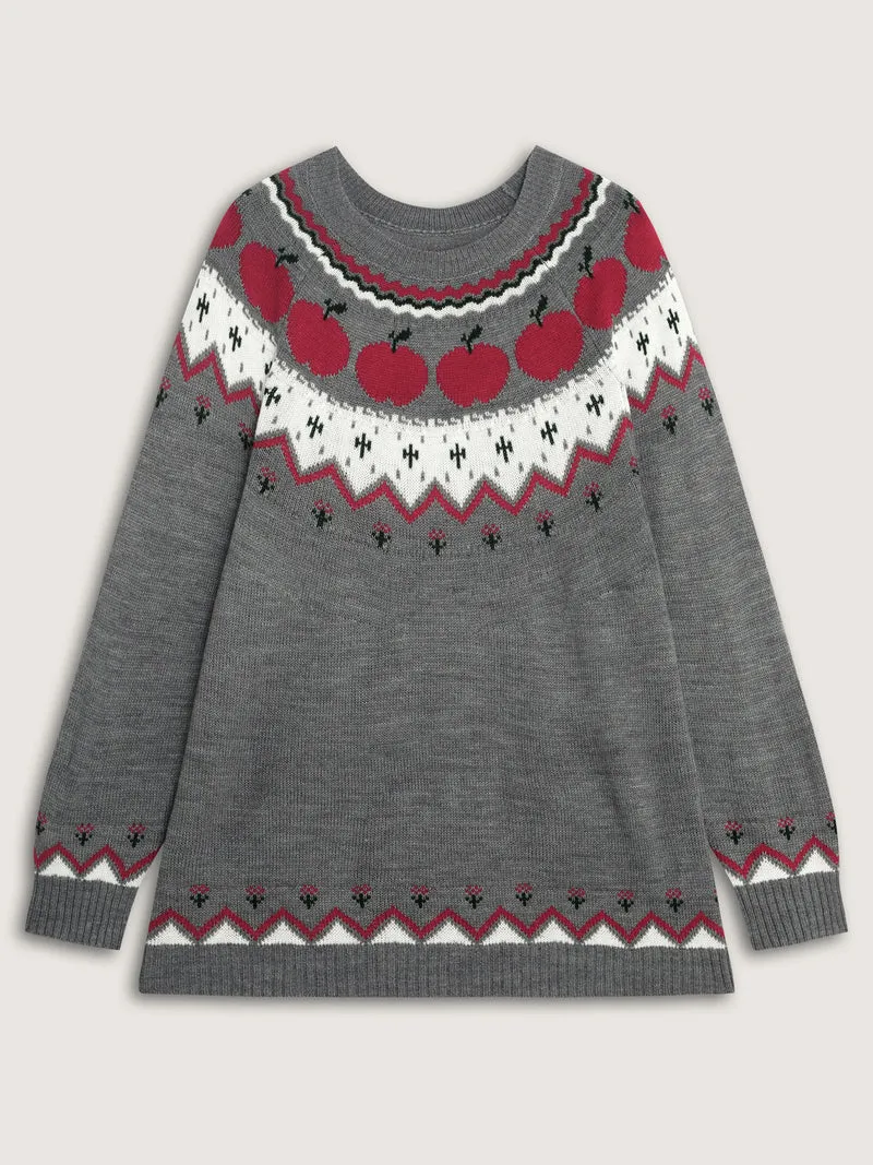Tomato Pattern Color Contrast Knit Cardigan