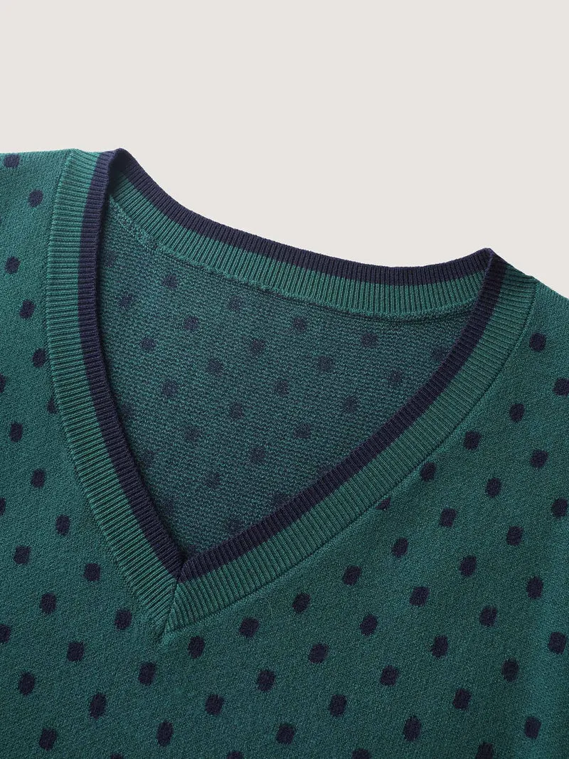 Polka Dots Balloon Sleeve Pullover