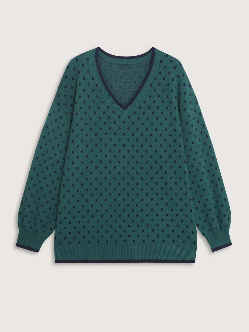 Polka Dots Balloon Sleeve Pullover