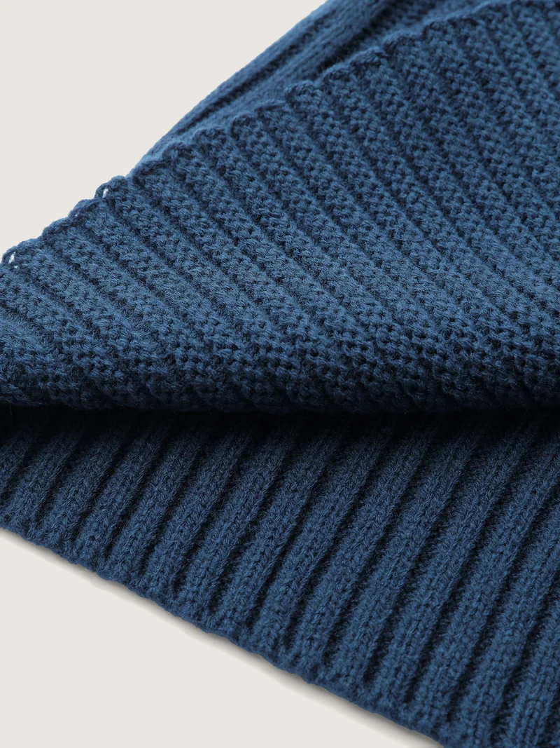 Folded Collar Ribbed Curvy Knit Cardigan