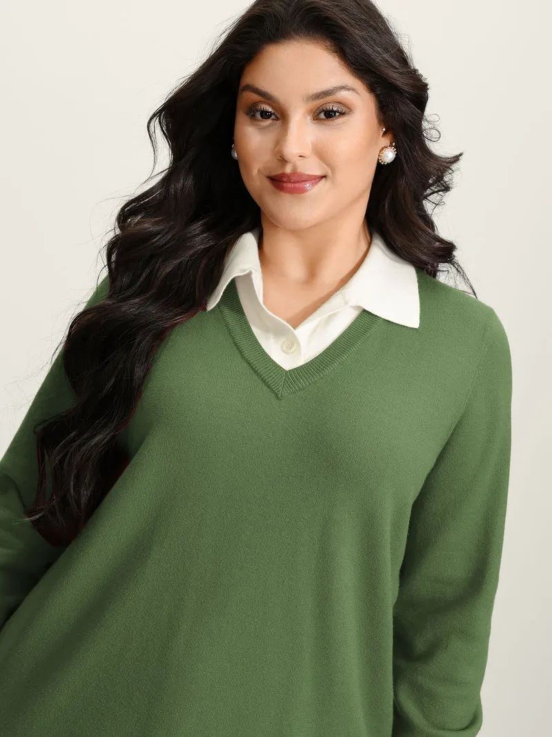 Supersoft 2-in-1 Polo Collar Color Contrast Pullover