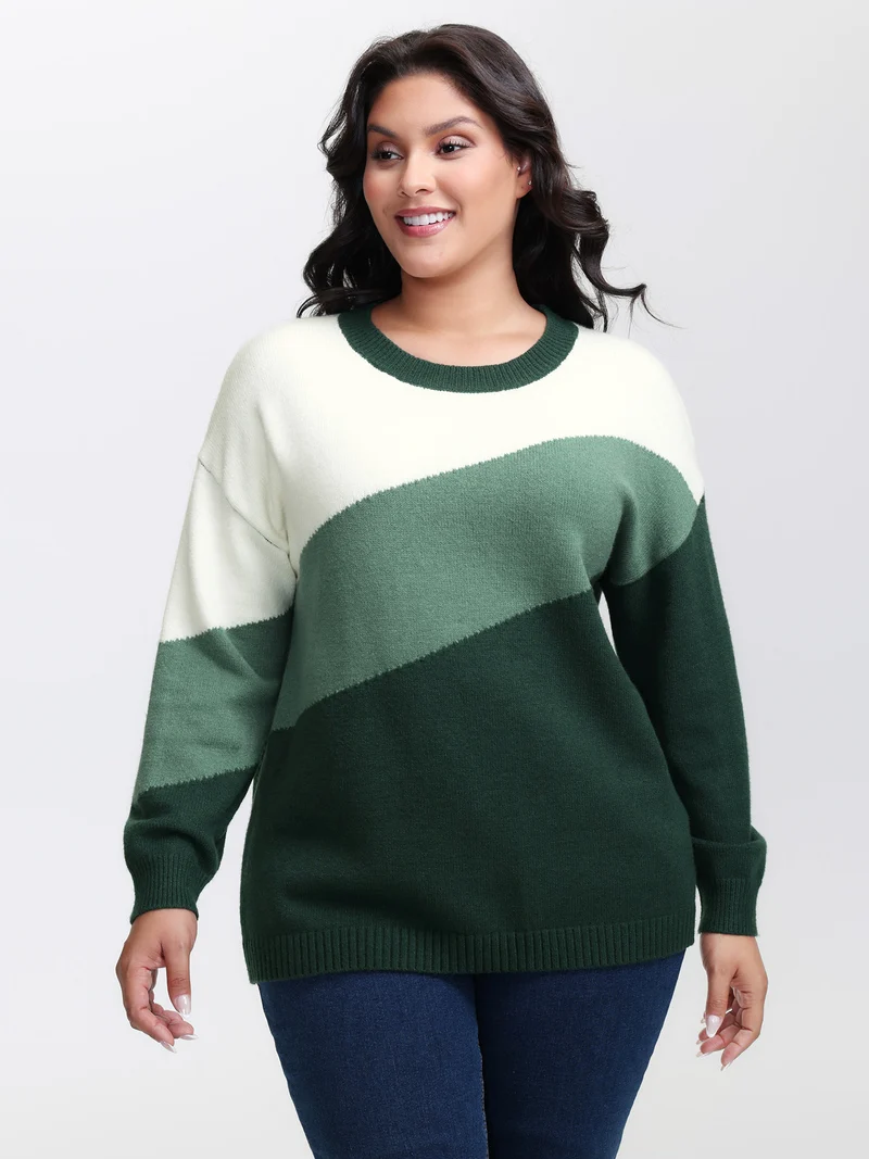 Colorblock Drop Shoulder Pullover
