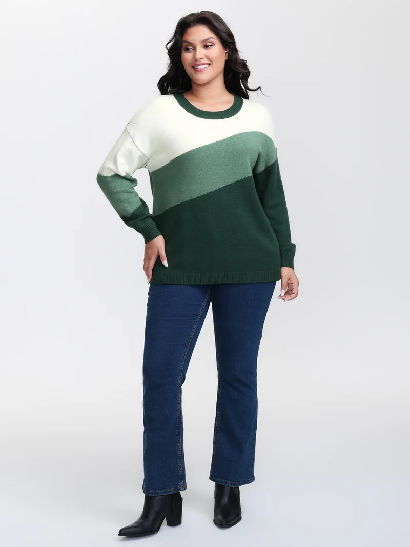 Colorblock Drop Shoulder Pullover