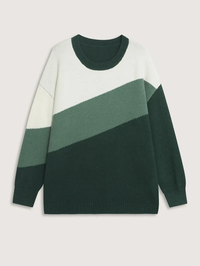 Colorblock Drop Shoulder Pullover
