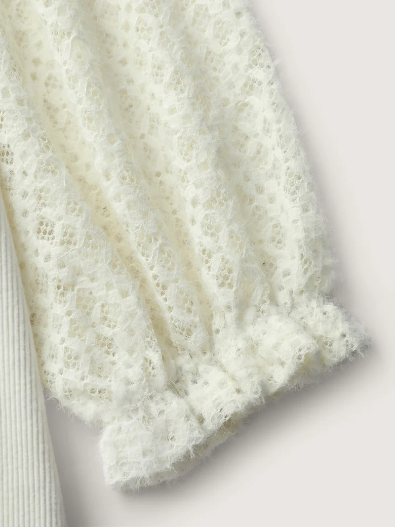 Supersoft Velvety-Feel Lace Trim Round Neck T-Shirt