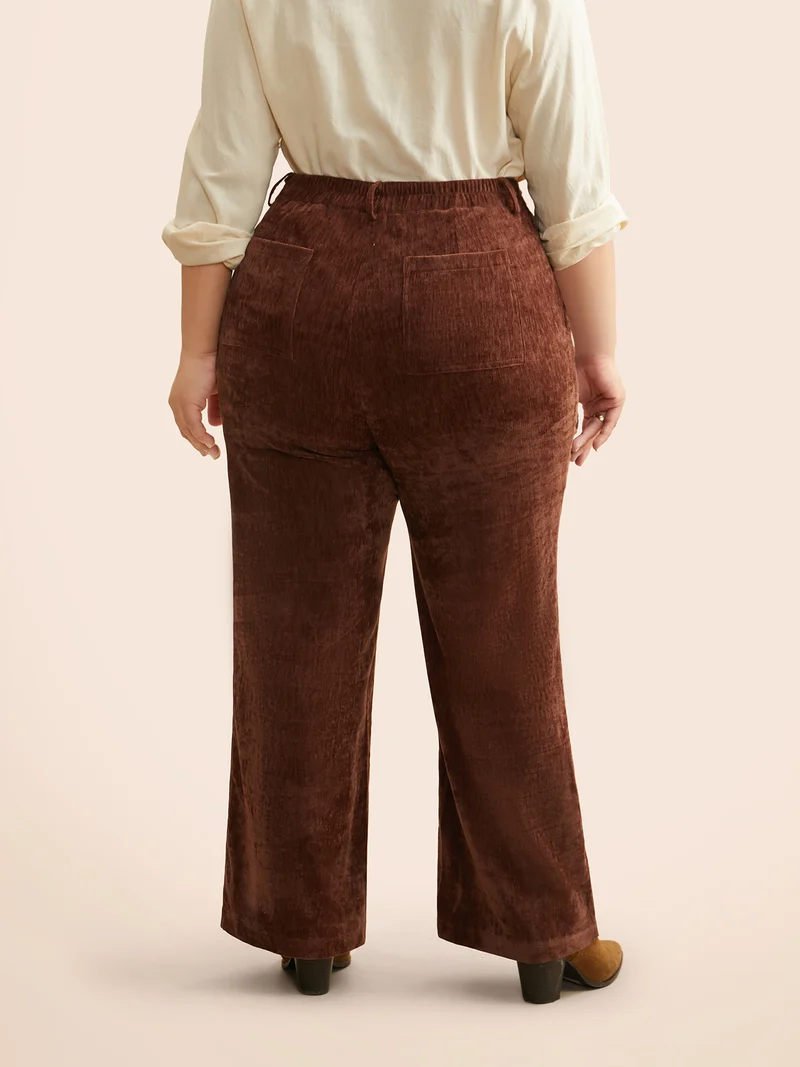Mid Rise Chenille Bootcut Pants