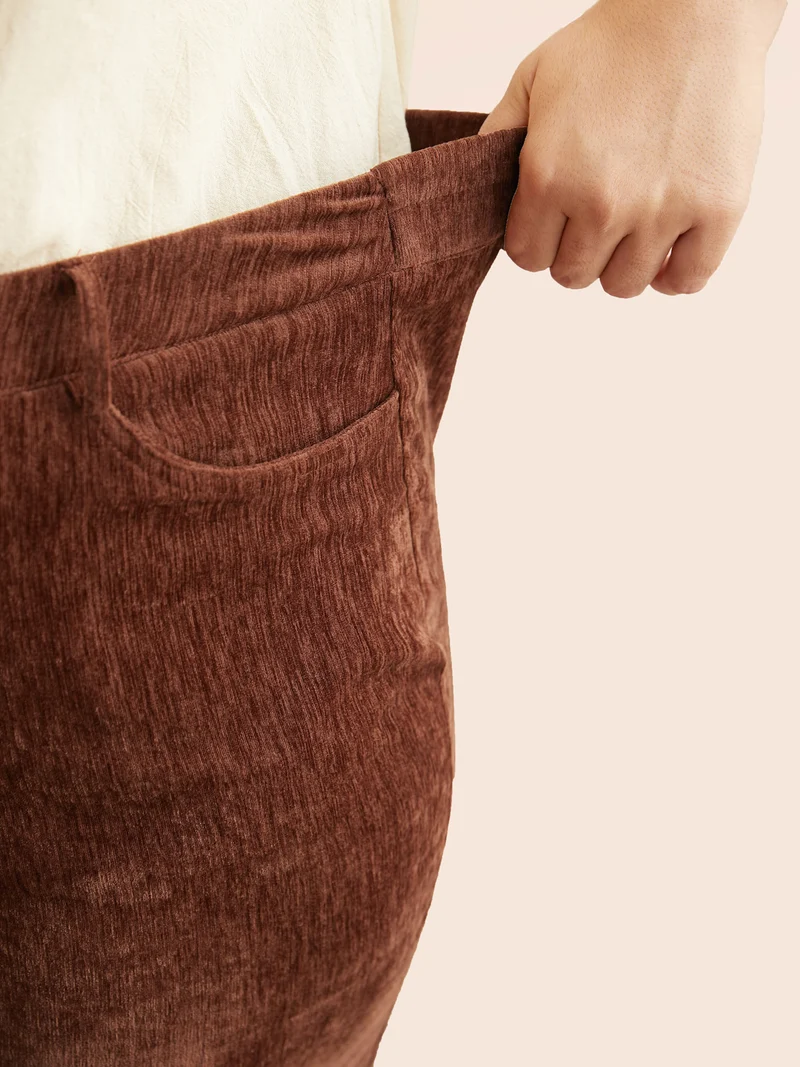 Mid Rise Chenille Bootcut Pants