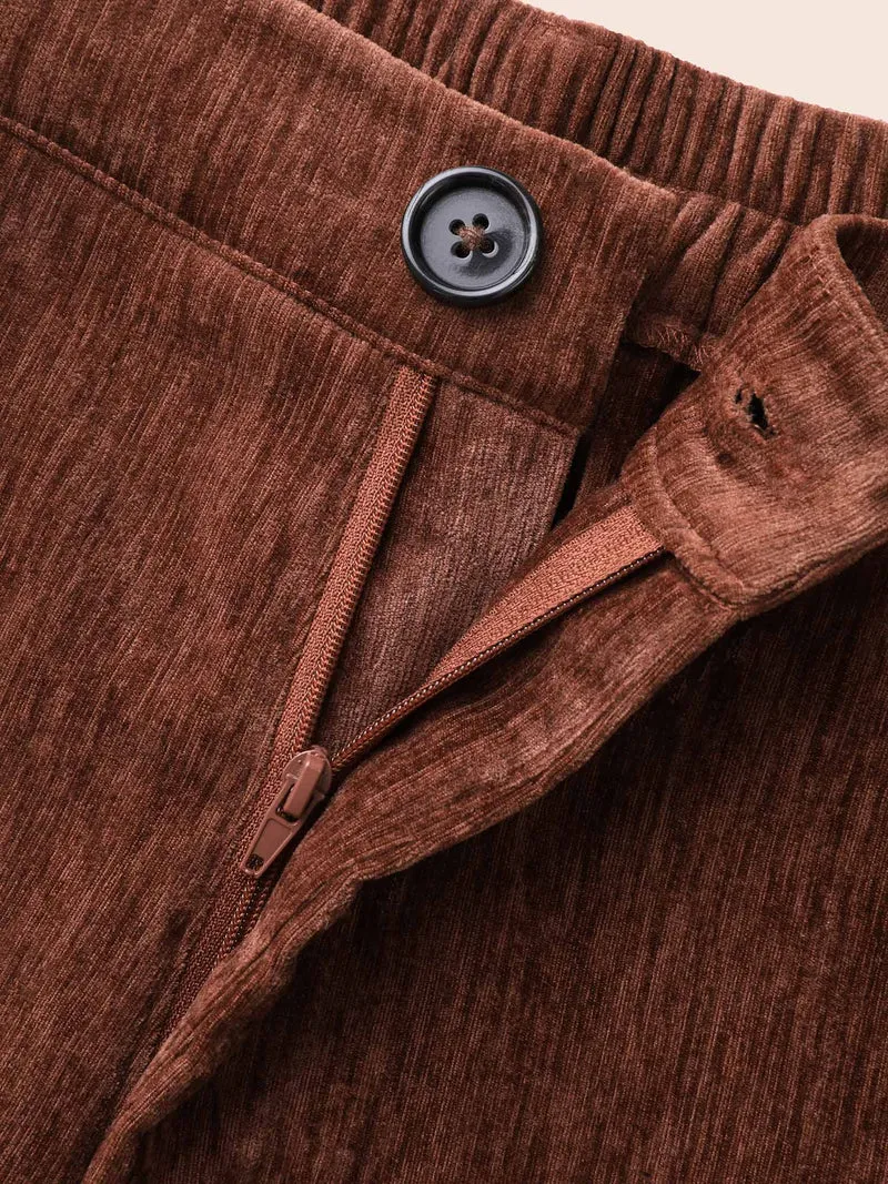 Mid Rise Chenille Bootcut Pants