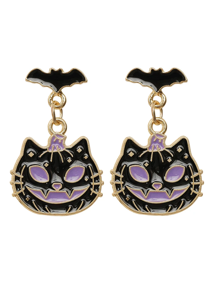 Halloween Cat Pendant Earrings