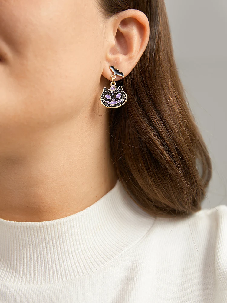 Halloween Cat Pendant Earrings