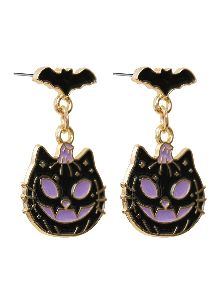 Halloween Cat Pendant Earrings