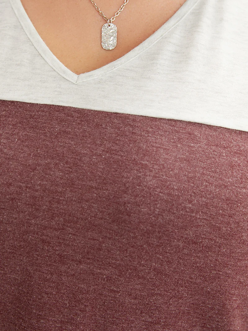 Lace Sheer Sleeve Color Contrast T-Shirt