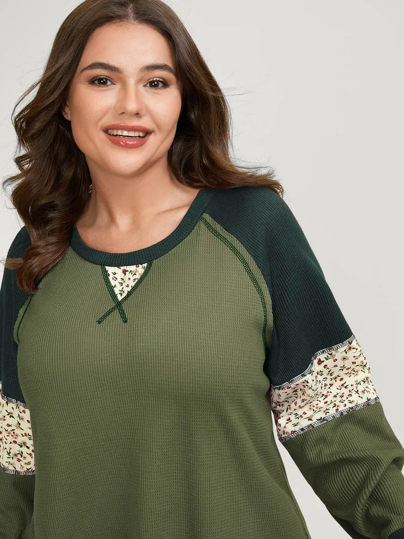 Color Contrast Waffle Knit T-Shirt