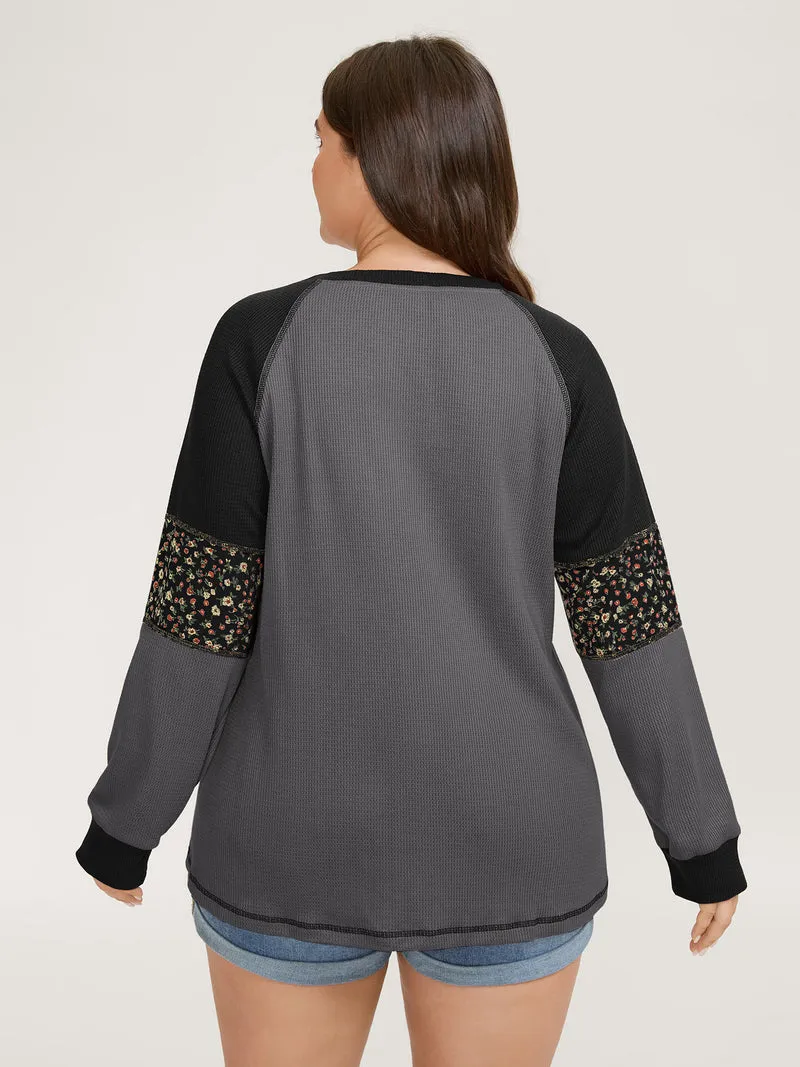 Color Contrast Waffle Knit T-Shirt