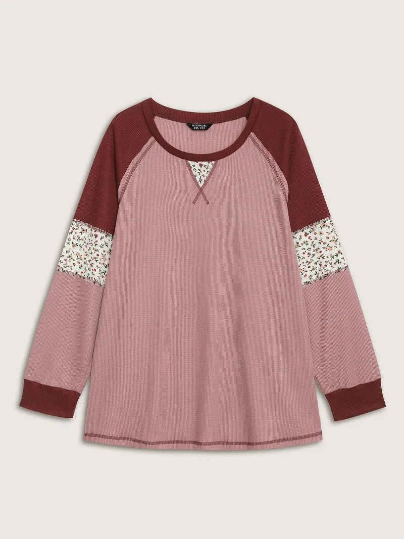 Color Contrast Waffle Knit T-Shirt