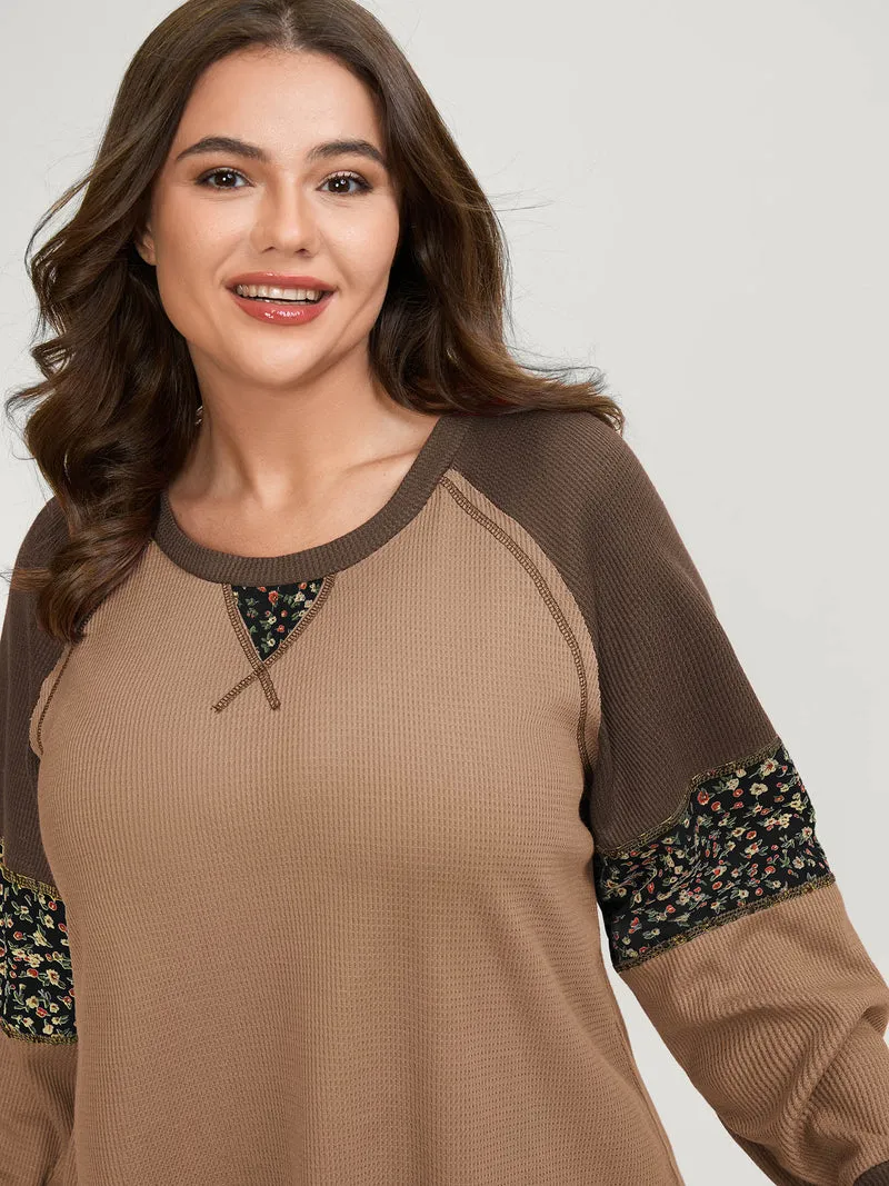 Color Contrast Waffle Knit T-Shirt