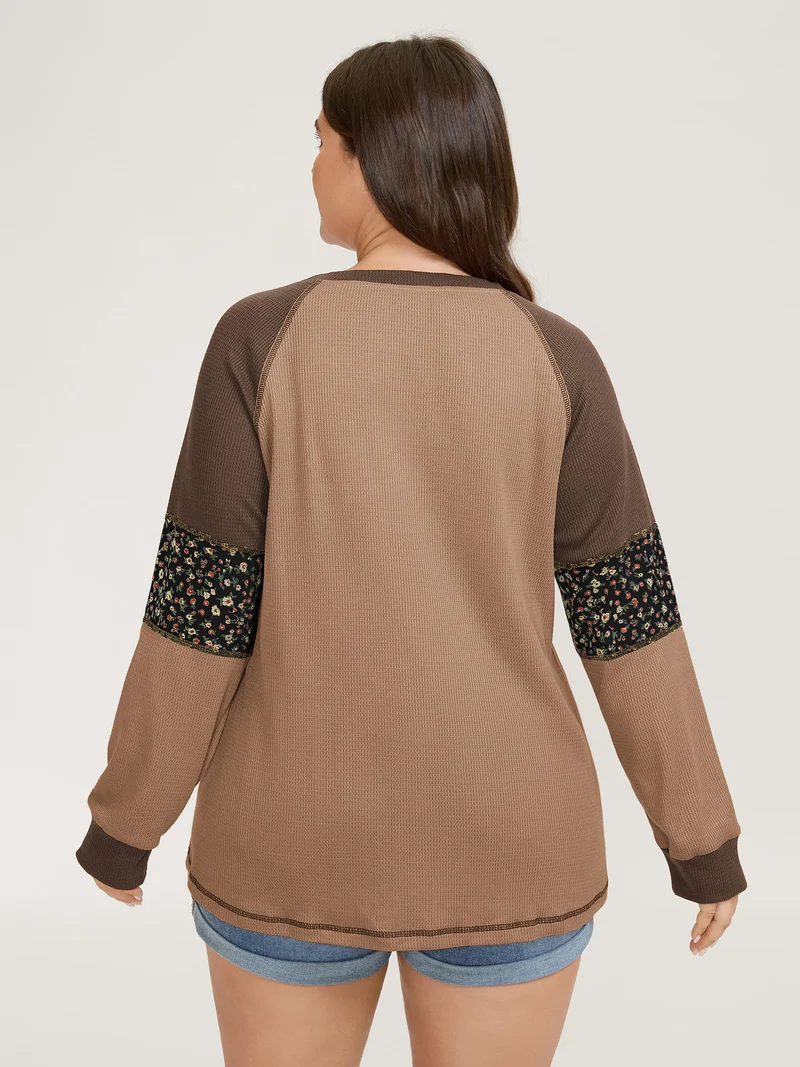 Color Contrast Waffle Knit T-Shirt