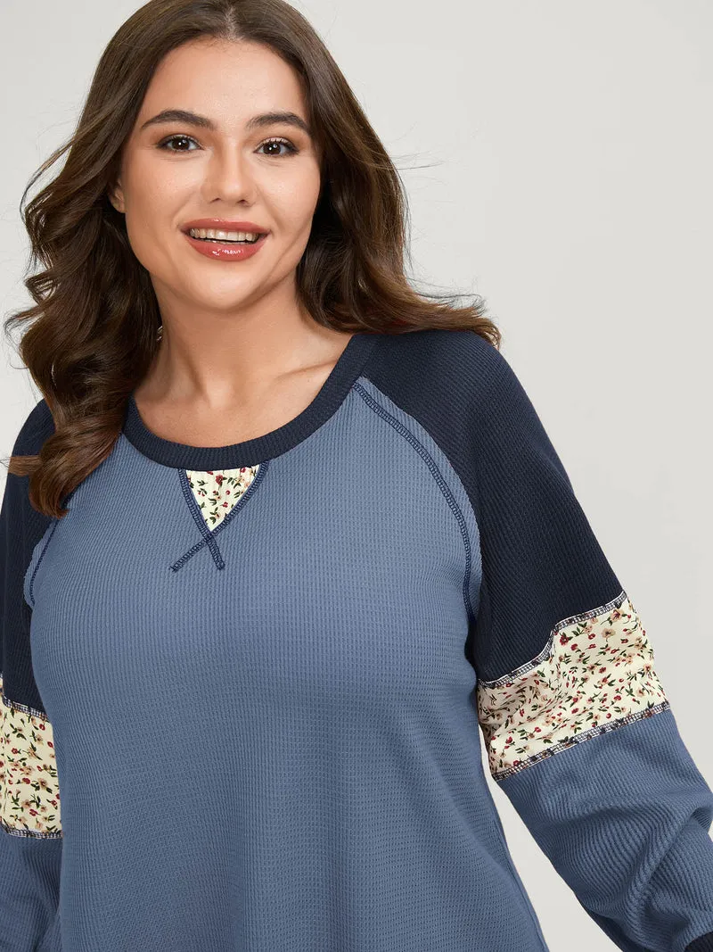 Color Contrast Waffle Knit T-Shirt