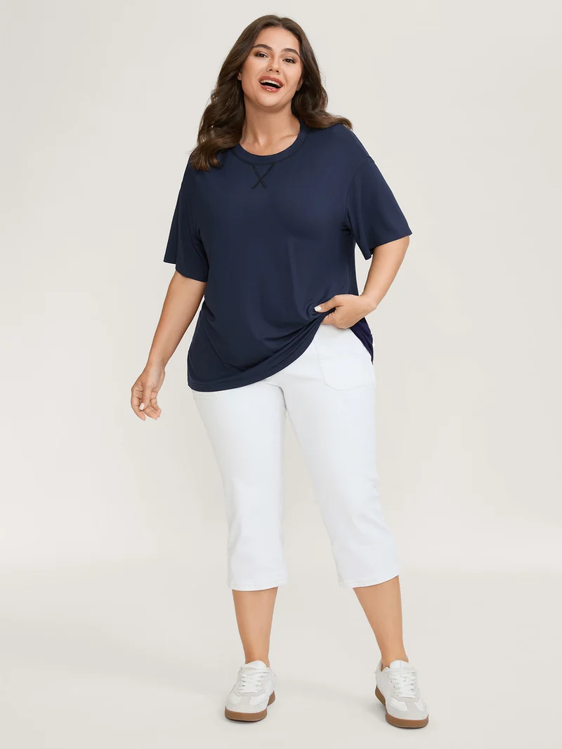 Supersoft Sheer Butterfly Backless Embroidered T-Shirt