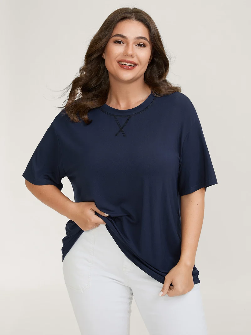 Supersoft Sheer Butterfly Backless Embroidered T-Shirt
