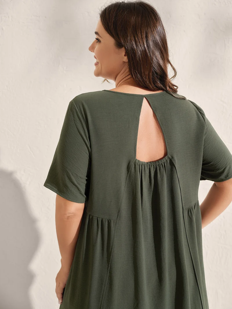 Toothpick Pleats Backless Bust Ease Midi Dress